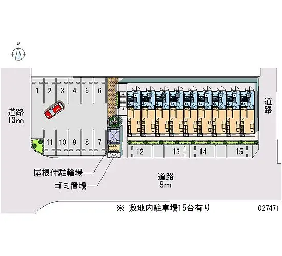 ★手数料０円★白山市末広１丁目　月極駐車場（LP）